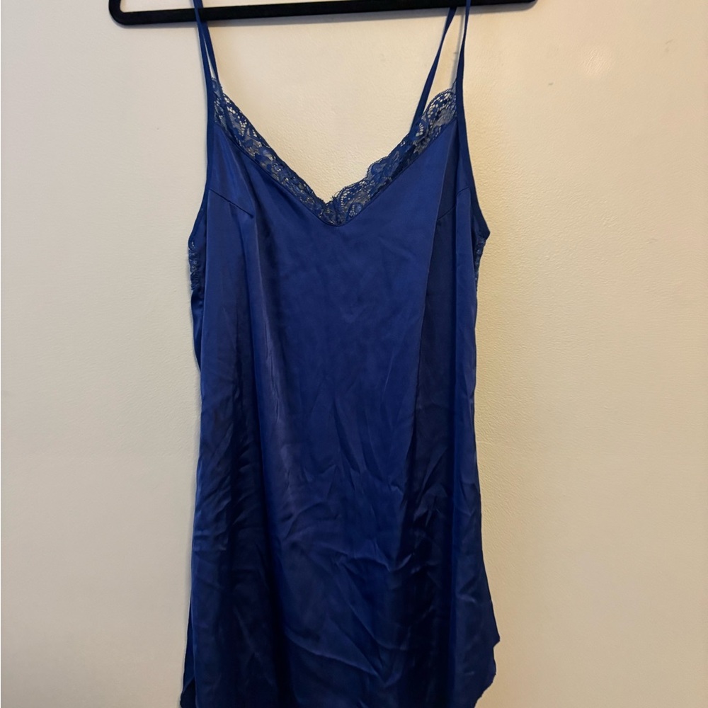 Blue Lace Trim Slip Dress